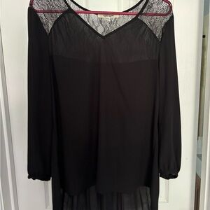 Black Sheer Long Sleeve Top